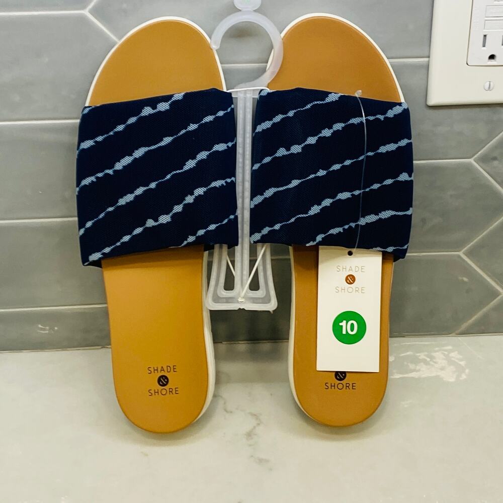 Shade & Shore Sandals Pool Slides Kassidy Platform NWT SZ 10 tie dye
